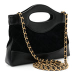 Suede Shiny Crumpled Calfskin Quilted Nano 31 Shopping Bag Black