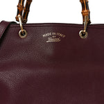 Pebbled Calfskin Large Bamboo Shopper Tote Burgundy