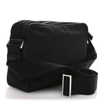 Re-Nylon Vela Saffiano Pocket Double Zip Shoulder Bag Black