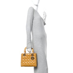 Patent Cannage Medium Lady Dior Dark Beige