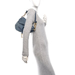 Oblique Embroidered Saddle Bag Denim Blue