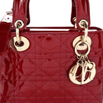 Patent Cannage Small Lady Dior Cherry Red