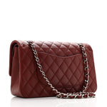 Lambskin Quilted Medium Double Flap Burgundy
