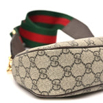 GG Supreme Monogram Textured Dollar Calfskin Web Small Ophidia GG Handbag Beige Ebony New Acero