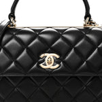 Lambskin Quilted Small Trendy CC Dual Handle Flap Bag Black