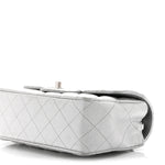 Metallic Lambskin Quilted Mini Rectangular Flap Silver