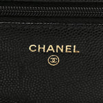 Caviar Quilted Perforated Metal CC Wallet On Chain WOC Black