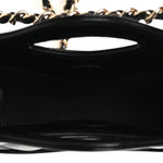 Shiny Lambskin Quilted Micro 31 Clutch With Chain Black