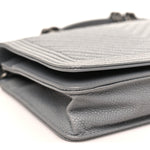 Caviar Chevron Quilted Boy Wallet On Chain WOC Grey