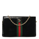 Suede Patent GG Web Medium Ophidia Chain Shoulder Bag Black
