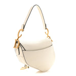 Grained Calfskin Saddle Bag White