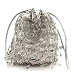 Satin Crystal Net Chain Bag Silver