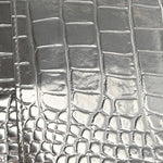 Metallic Calfskin Crocodile Embossed Hourglass Flap Flat Pouch Silver