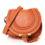 Grained Calfskin Small Marcie Saddle Bag Wood Rose