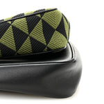 Jacquard Calfskin Triangolo Symbole Embroidered Mini Triangle Double Bag Black Edera