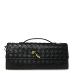 Nappa Intrecciato Long Andiamo Top Handle Clutch Black