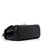 Shiny Sheepskin Quilted Mini Trapezio Flap Black