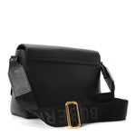 Coated Canvas Calfskin Vintage Check Medium Note Crossbody Bag Black