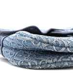 Oblique Embroidered Saddle Bag Denim Blue
