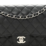 Caviar Quilted Medium Double Flap Black