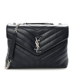 Calfskin Y Quilted Monogram Medium Loulou Chain Satchel Deep Marine
