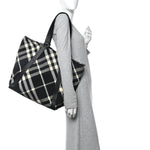 Jacquard Check Festival Tote Black White