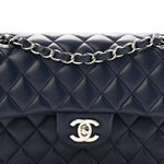 Lambskin Quilted Small Double Flap Blue