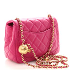 Lambskin Quilted Mini Pearl Crush Flap Fuchsia