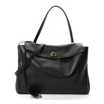 Natural Smooth Calfskin Medium Rodeo Top Handle Handbag Black