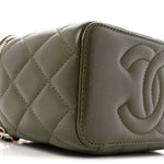 Lambskin Quilted Pick Me Up Vanity Case Khaki