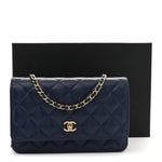 Caviar Quilted CC Turnlock Wallet On Chain WOC Navy Blue
