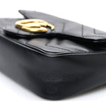 Calfskin Matelasse Super Mini GG Marmont Shoulder Bag Black