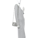 Swarovski Crystal Embroidered Vlogo Small Loco Shoulder Bag Crystal Silver