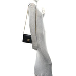 Shiny Calfskin Triomphe Margo Wallet on Chain Black