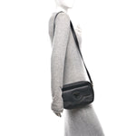 Grained Calfskin Medusa Camera Bag Black