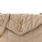 Lambskin Quilted Toy Loulou Puffer Monogram Chain Satchel Nude Powder