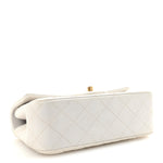 Iridescent Lambskin Quilted Mini Top Handle Rectangular Flap White
