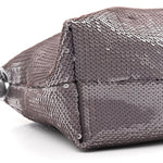 Sequin Medium Donut Chain Flamenco Knot Clutch Grey