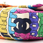Printed Fabric Quilted Logo Single Flap Bag Multicolor