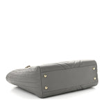 Calfskin Chevron Quilted Statement Shopping Tote Grey