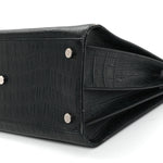 Calfskin Crocodile Embossed Large Sac De Jour Carryall Black