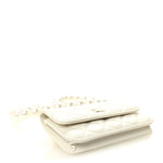 Calfskin Quilted Maxi Pearls Clutch With Chain  White