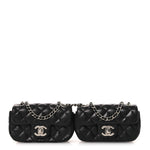 Lambskin Quilted Double Mini Flap Crossbody Black