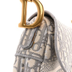 Oblique Embroidered Saddle Bag Gray