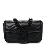 Calfskin Matelasse Monochrome GG Marmont Chain Belt Bag Black
