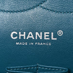 Lambskin Quilted Jumbo Double Flap Turquoise
