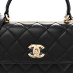 Lambskin Quilted Small Trendy CC Dual Handle Flap Bag Black