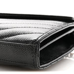 Grain De Poudre Matelasse Chevron Monogram Monochrome Chain Wallet Black