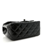 Patent Calfskin Quilted Mini Square Flap So Black