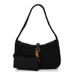Raffia Calfskin Le 5 A 7 Mini Hobo Black